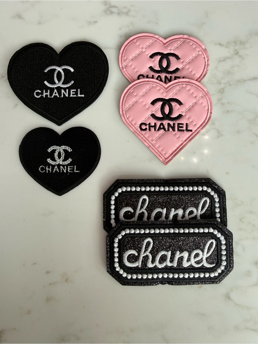 Hand Crafted beautiful Black & Pink Heart iron on patches